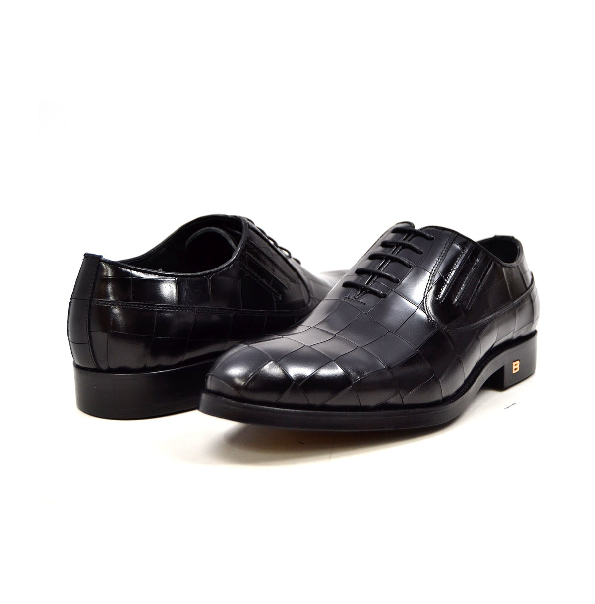 British Walkers Phoenix Oxford Leather Dress Shoes - Black & Bordeaux — product view 2