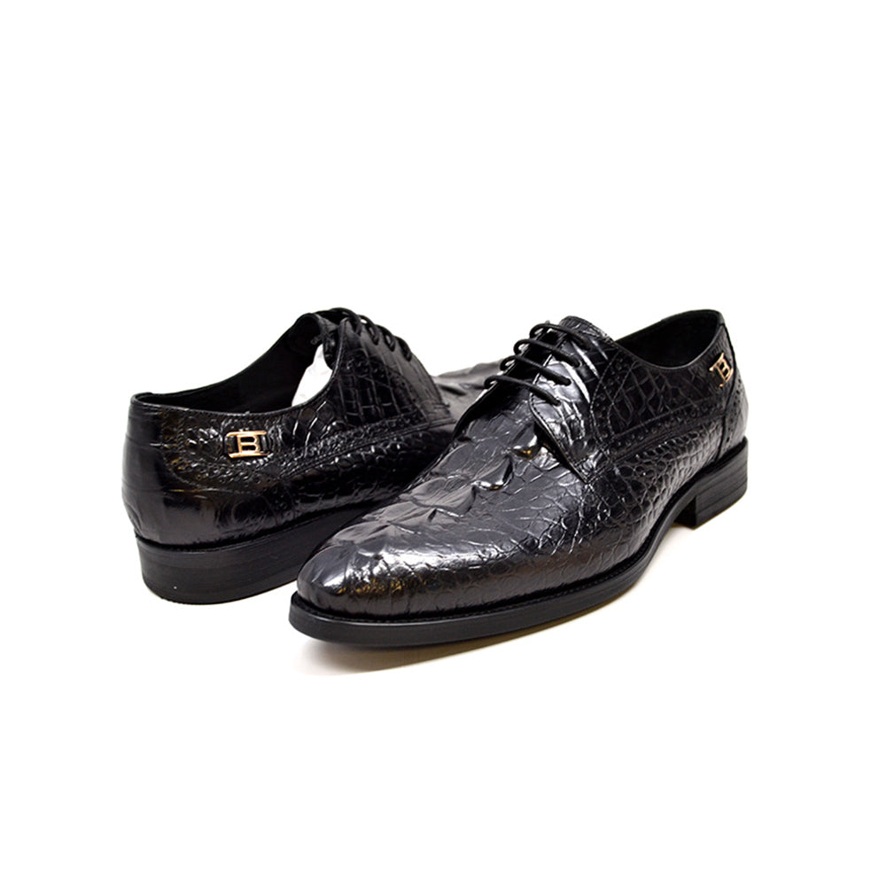 British Walkers Elegance Men's Black Croc Leather Dress Shoes view 1