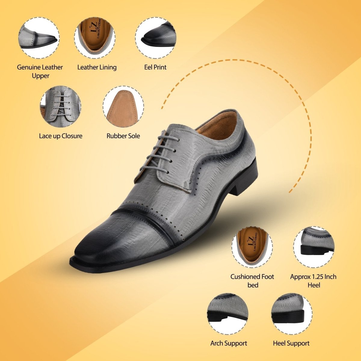 Liberty Zeno BRUCE Leather Oxford Style Dress Shoes