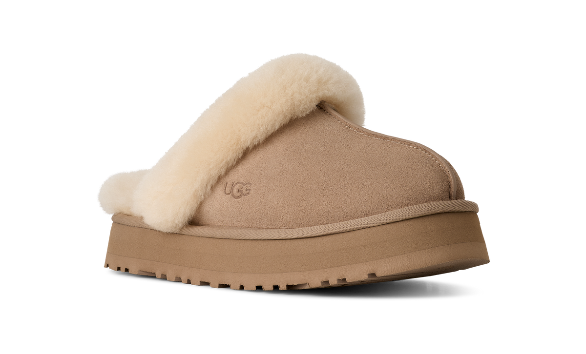 UGG Disquette Womens Platform Slippers — Sand Suede