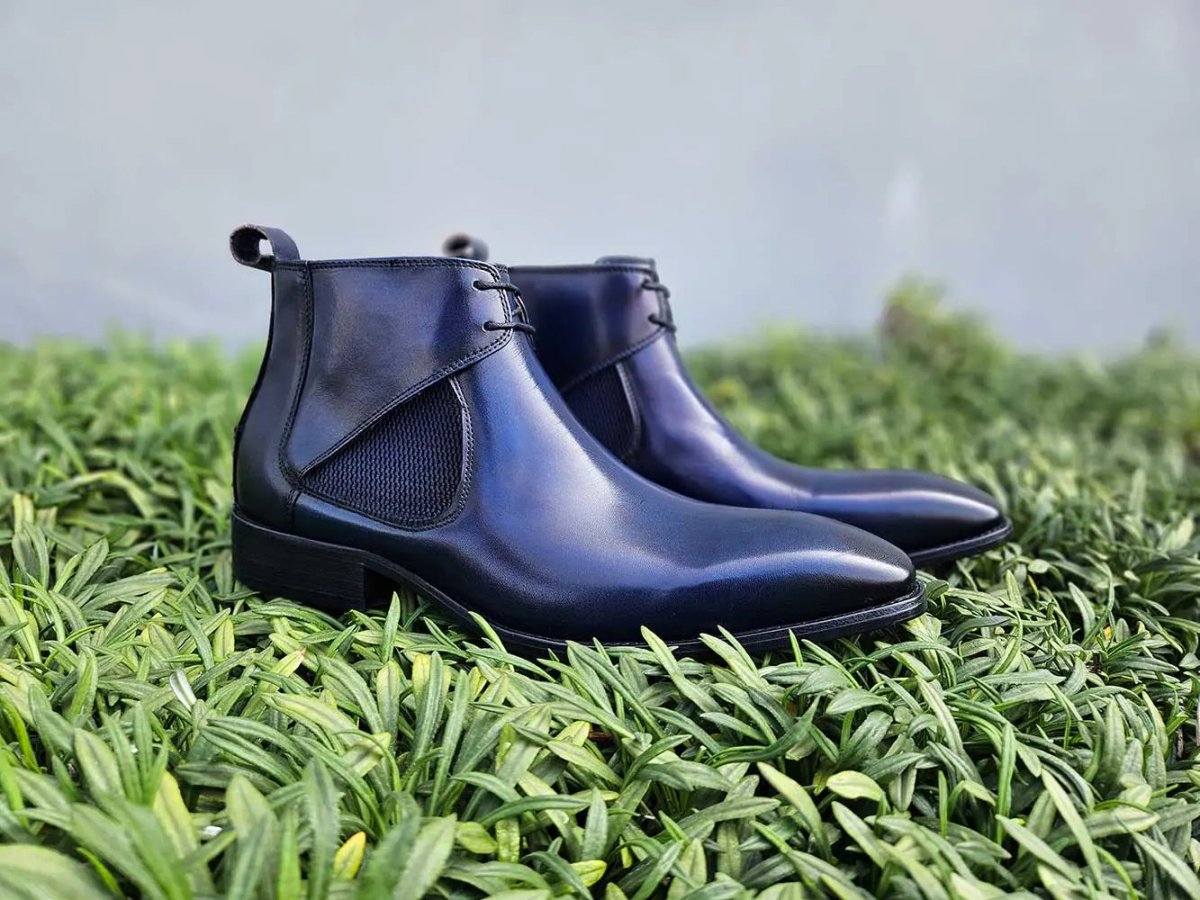 Carrucci Shoes Calfskin Hand Burnished Lace Up Chelsea Boot KB50313