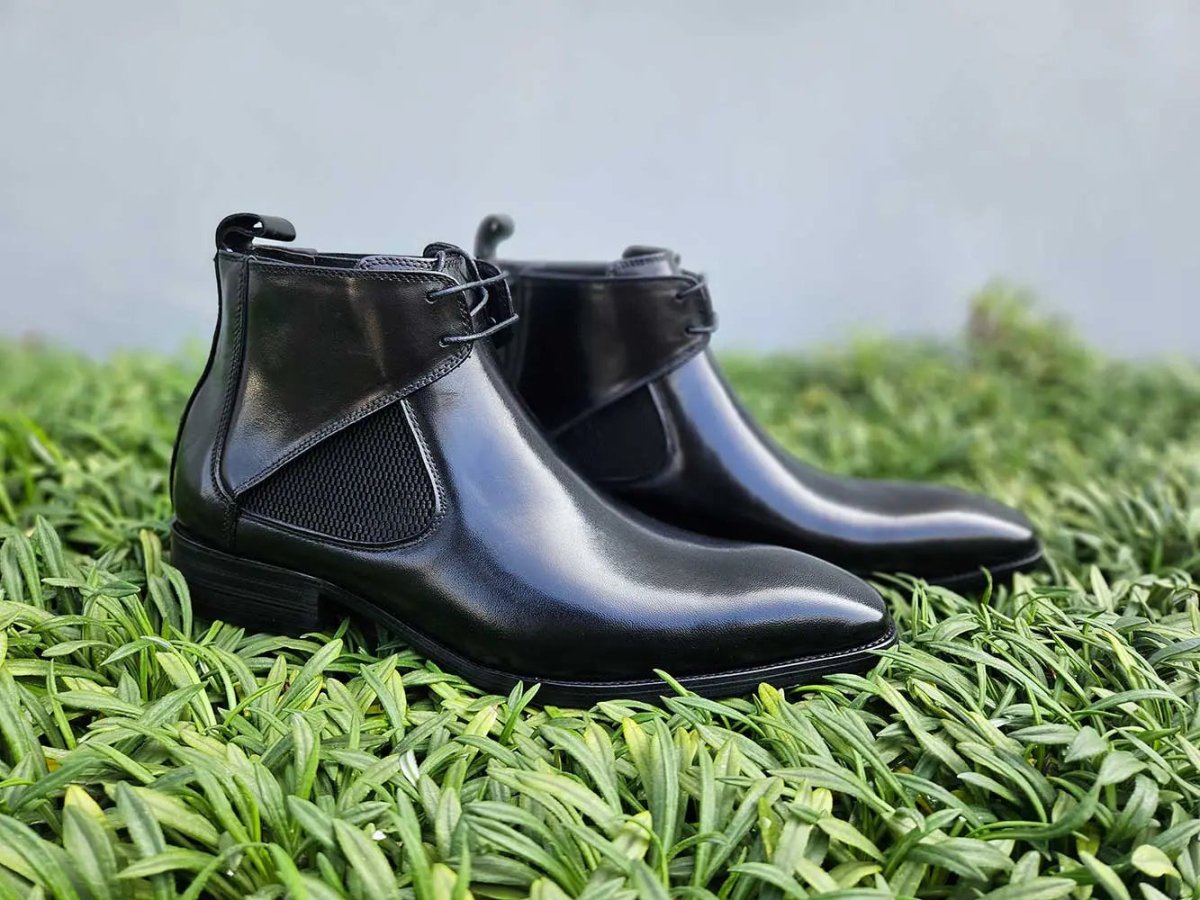 Carrucci Shoes Calfskin Hand Burnished Lace Up Chelsea Boot KB50313