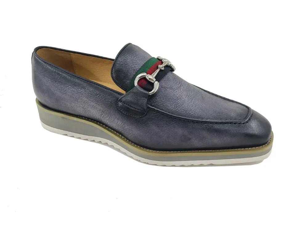 Carrucci Shoes Calfskin Leather Slip On Horsebit Buckle Loafer KS51507R