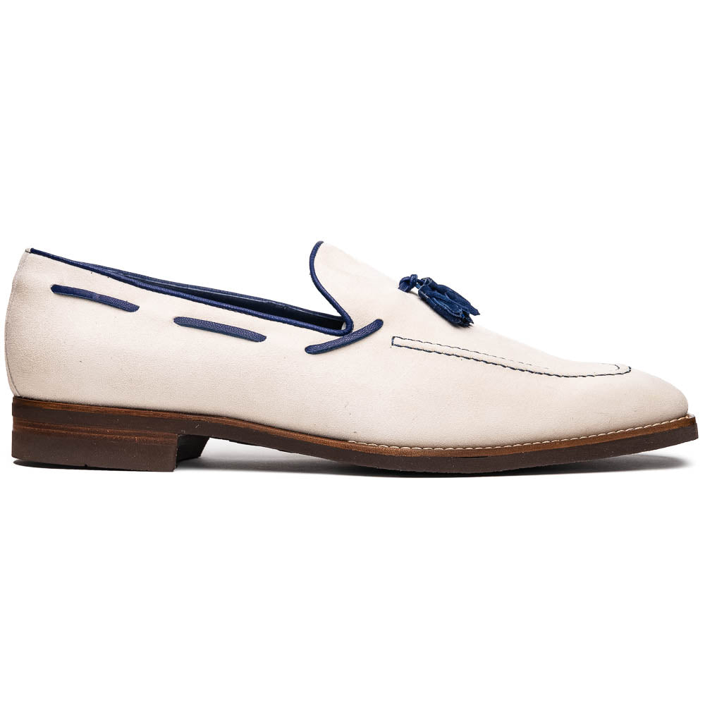 Zelli Italia Men's 16-628-SND CARMEN Sueded Goatskin & Crocodile Tassel Loafer, Sand