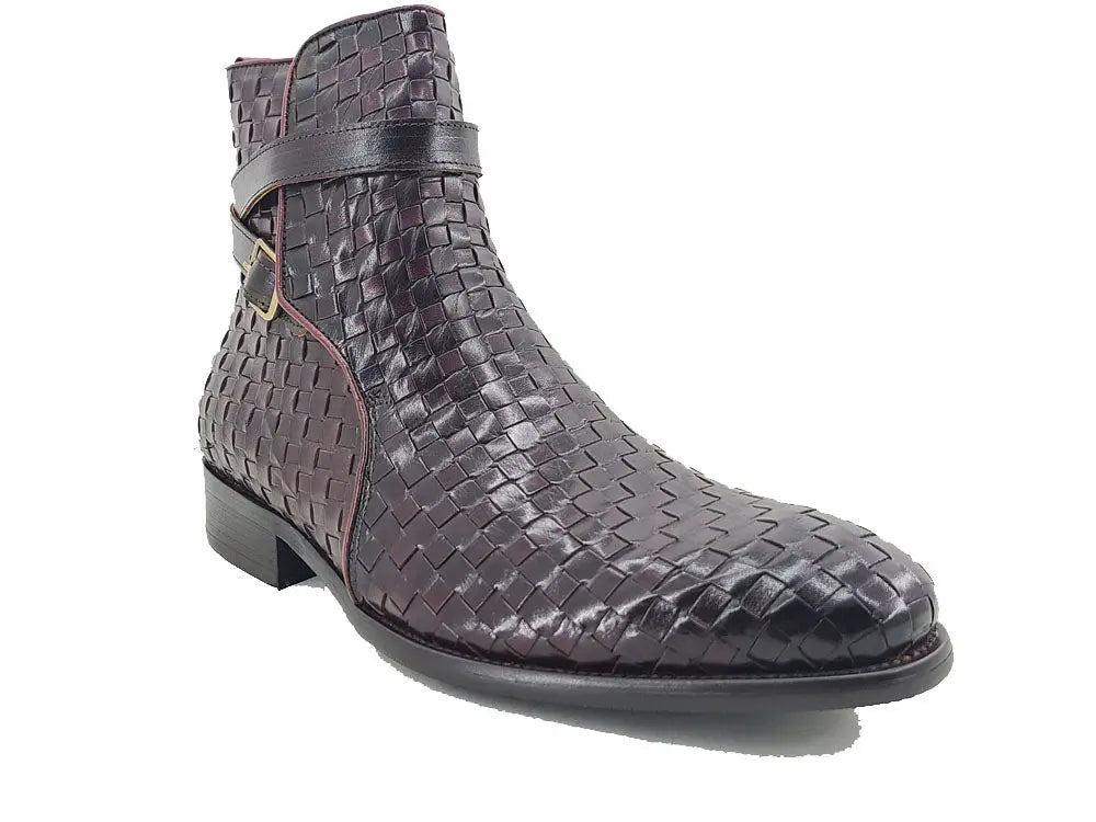 Carrucci Shoes Basket Weave Buckle Boots Calfskin KB88617X