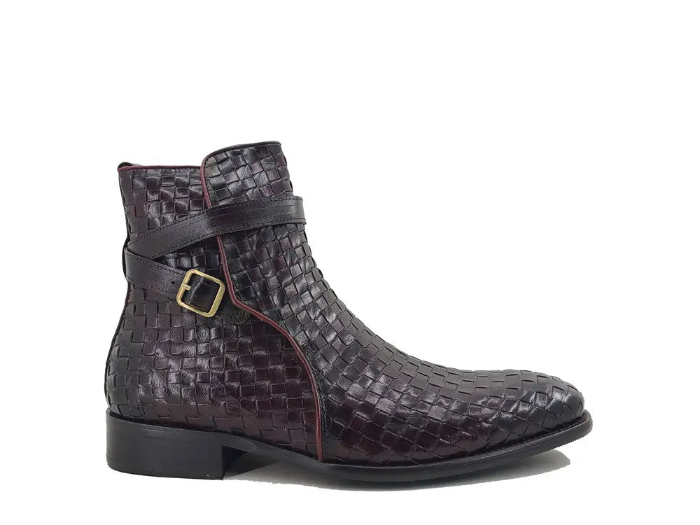 Carrucci Shoes Basket Weave Buckle Boots Calfskin KB88617X