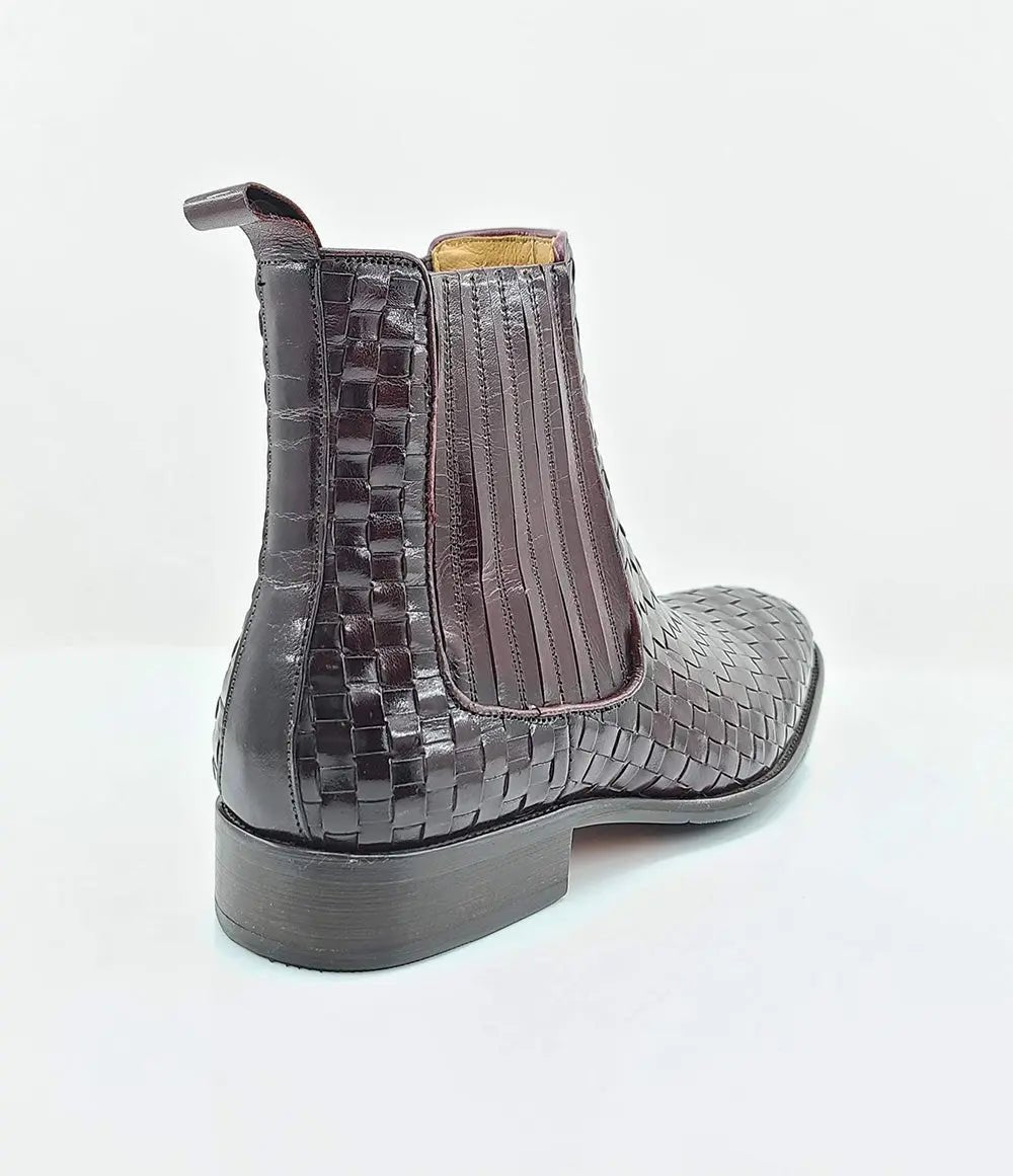Carrucci Shoes Basket Weave Chelsea Boot Leather KB88618X