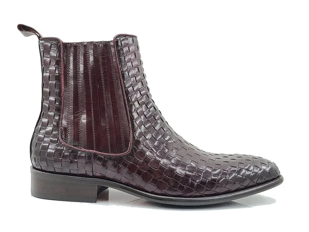 Carrucci Shoes Basket Weave Chelsea Boot Leather KB88618X