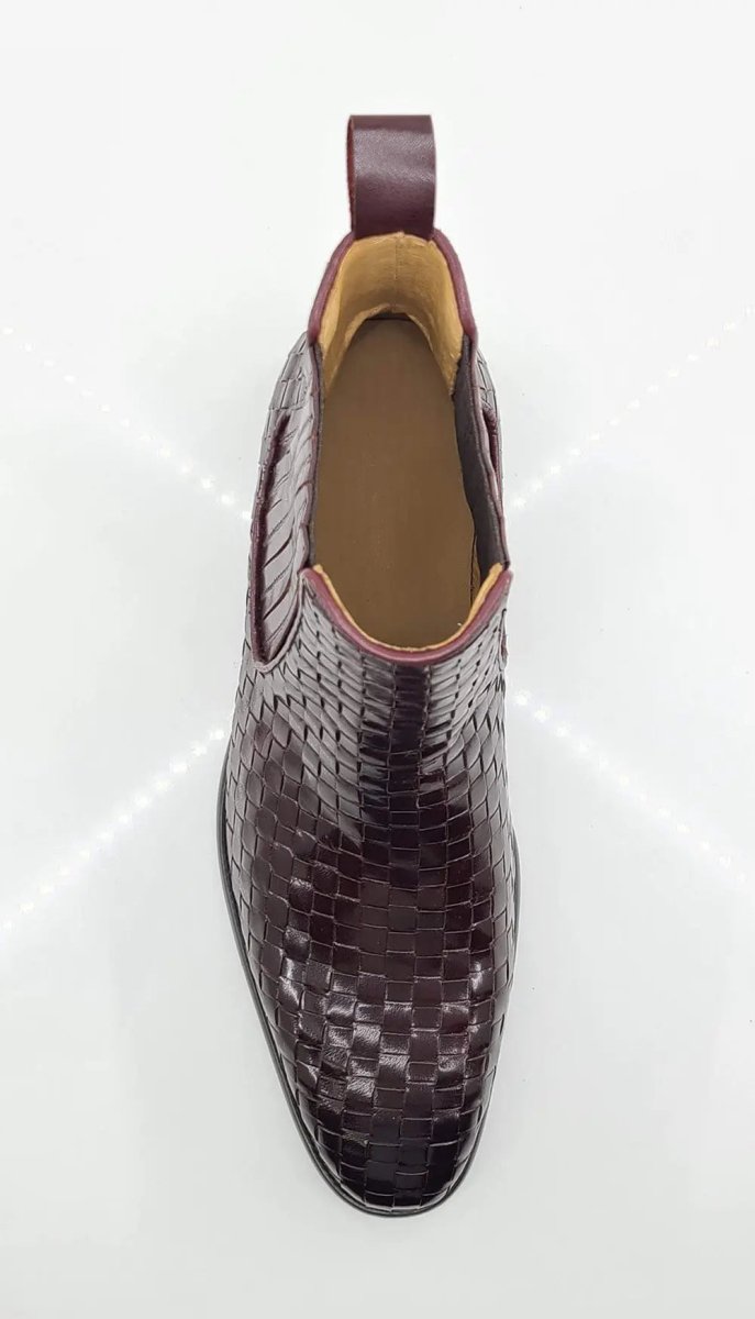 Carrucci Shoes Basket Weave Chelsea Boot Leather KB88618X