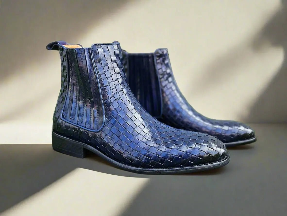 Carrucci Shoes Basket Weave Chelsea Boot Leather KB88618X