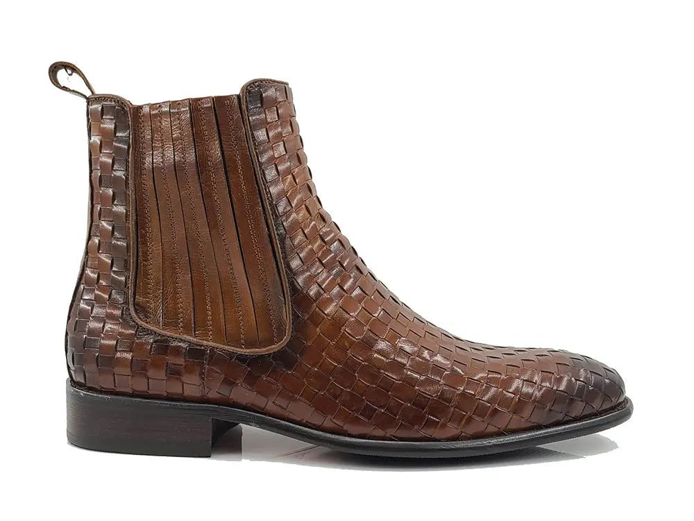 Carrucci Shoes Basket Weave Chelsea Boot Leather KB88618X