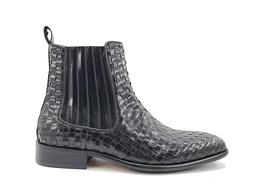Carrucci Shoes Basket Weave Chelsea Boot Leather KB88618X