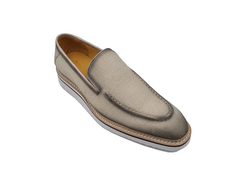 Carrucci Shoes Burnished Linen Loafer Men’s Linen KS55010F