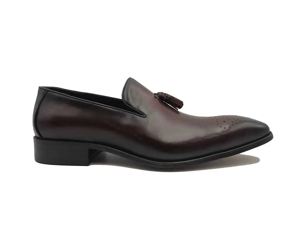 Carrucci Shoes Burnished Wholecut Tassel Loafer Leather KS50347