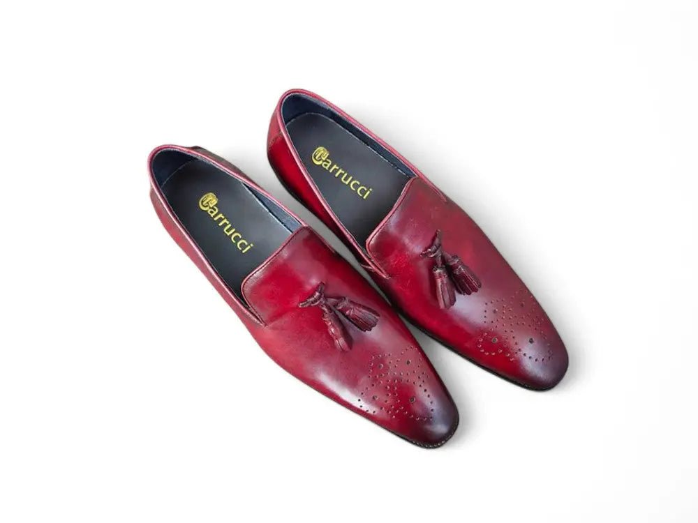 Carrucci Shoes Burnished Wholecut Tassel Loafer Leather KS50347