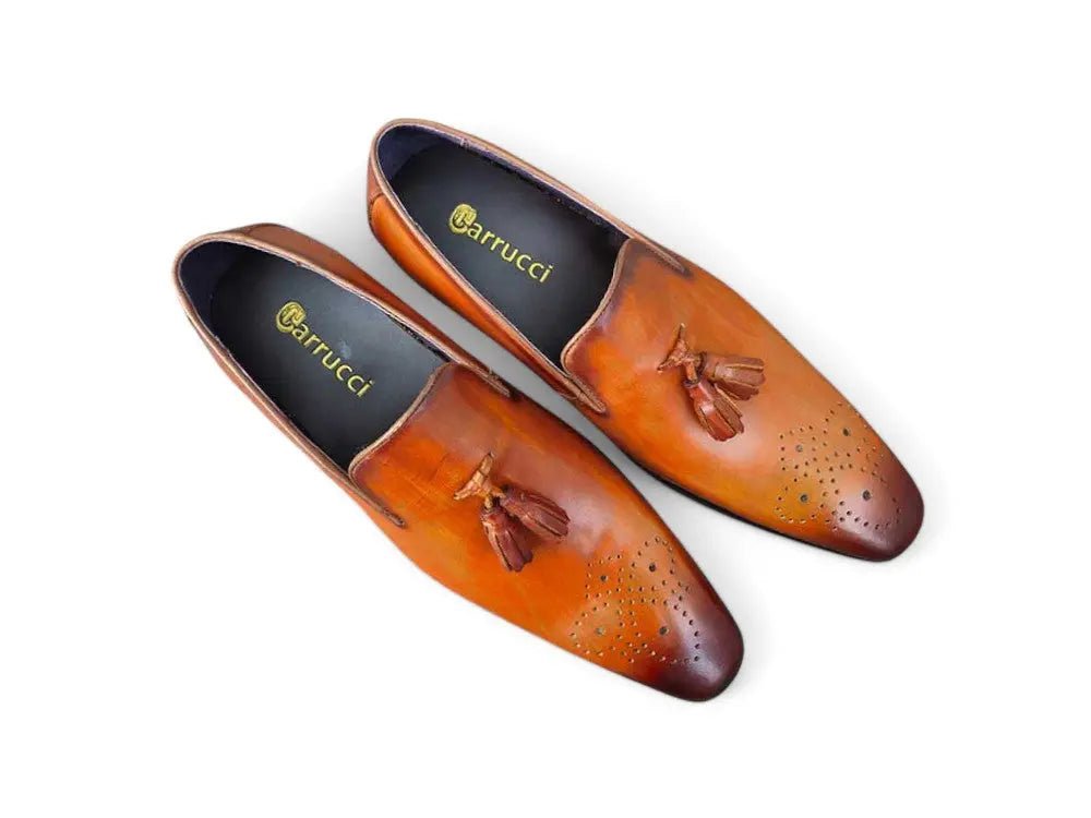 Carrucci Shoes Burnished Wholecut Tassel Loafer Leather KS50347
