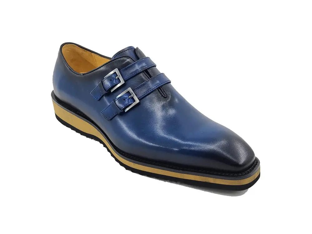 Carrucci Shoes Collection Burnished Double Monk Calfskin Leather KS51530