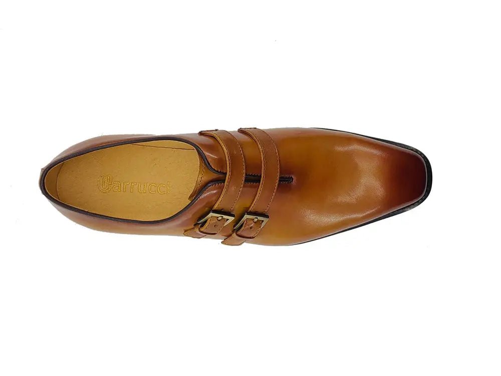 Carrucci Shoes Collection Burnished Double Monk Calfskin Leather KS51530