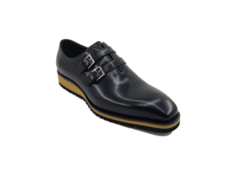 Carrucci Shoes Collection Burnished Double Monk Calfskin Leather KS51530
