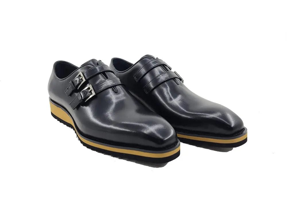 Carrucci Shoes Collection Burnished Double Monk Calfskin Leather KS51530