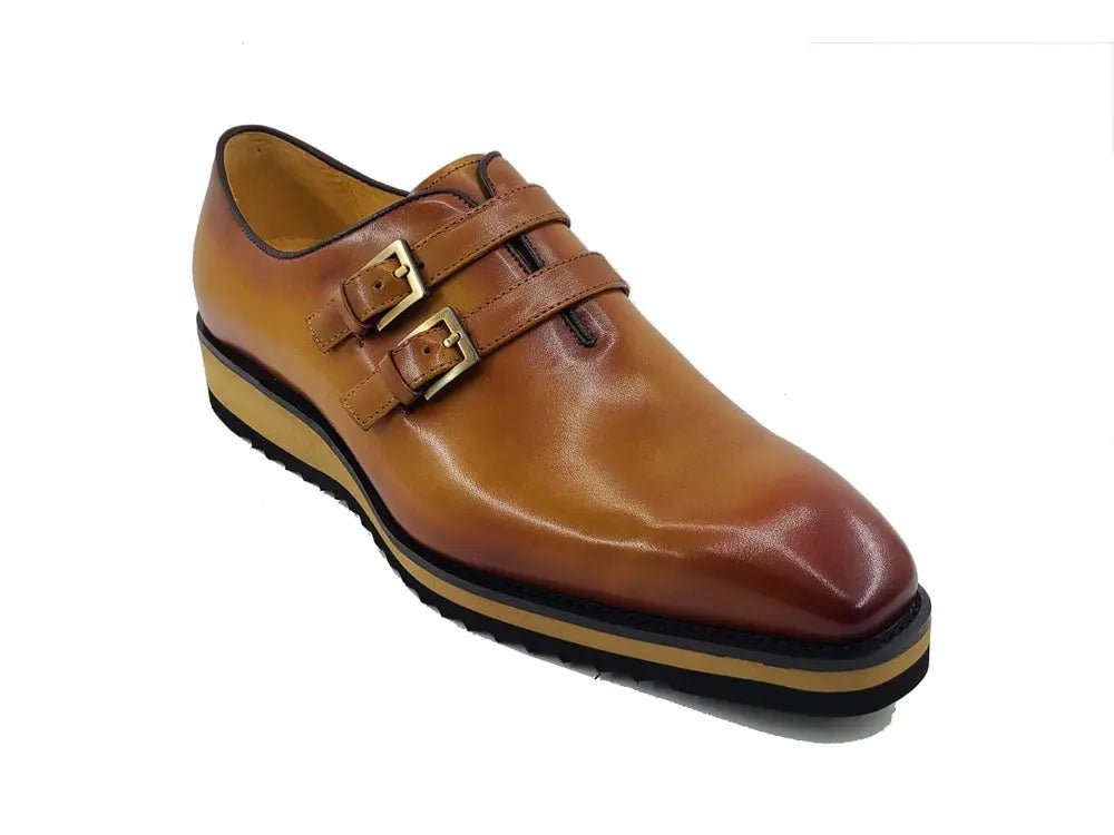 Carrucci Shoes Collection Burnished Double Monk Calfskin Leather KS51530