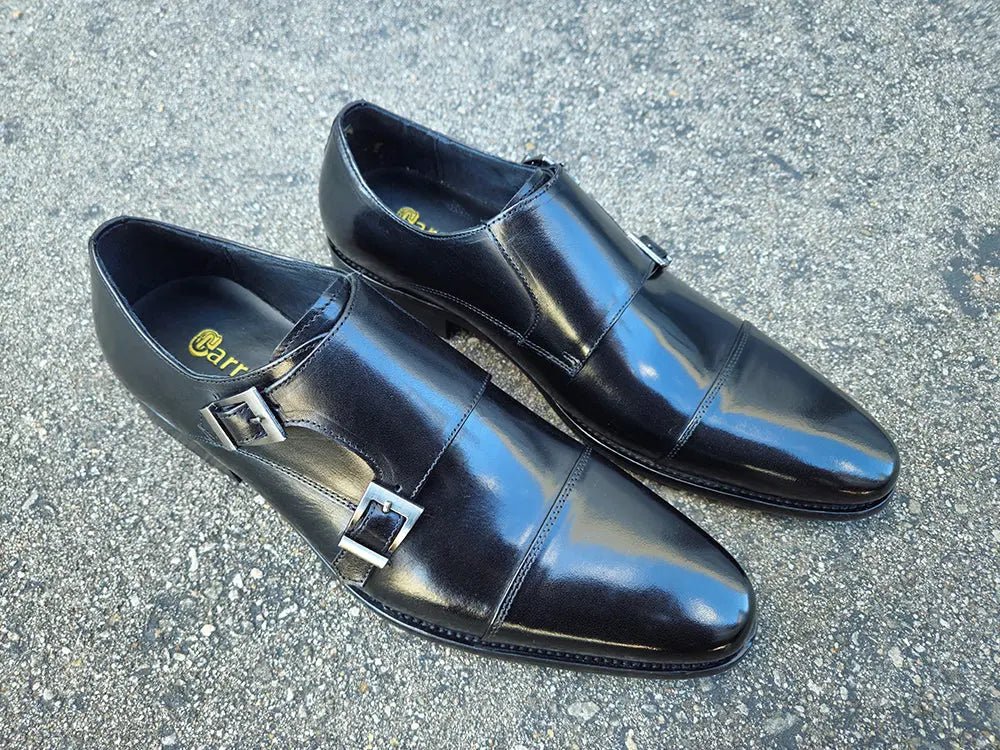 Carrucci Shoes Men’s Cap Toe Double Monk Strap Leather Shoe