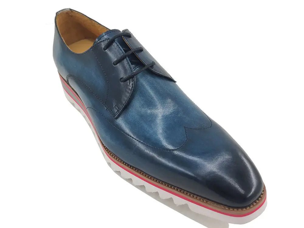 Carrucci Shoes Men's Plain Toe Wing Tip Blucher Oxford Leather KS55004