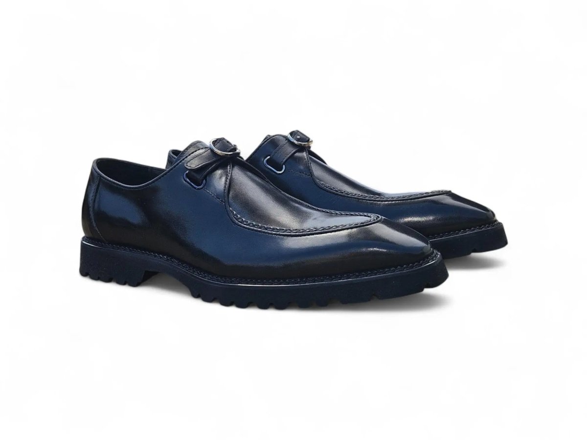 Carrucci Shoes Moc Toe Single Monk Loafer Leather KS480110