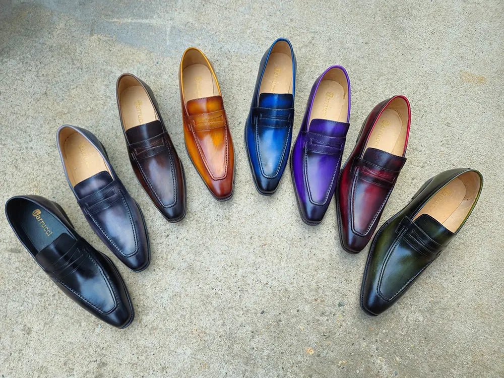 Carrucci Shoes Patina Finished Penny Loafer Men’s Leather Slip On