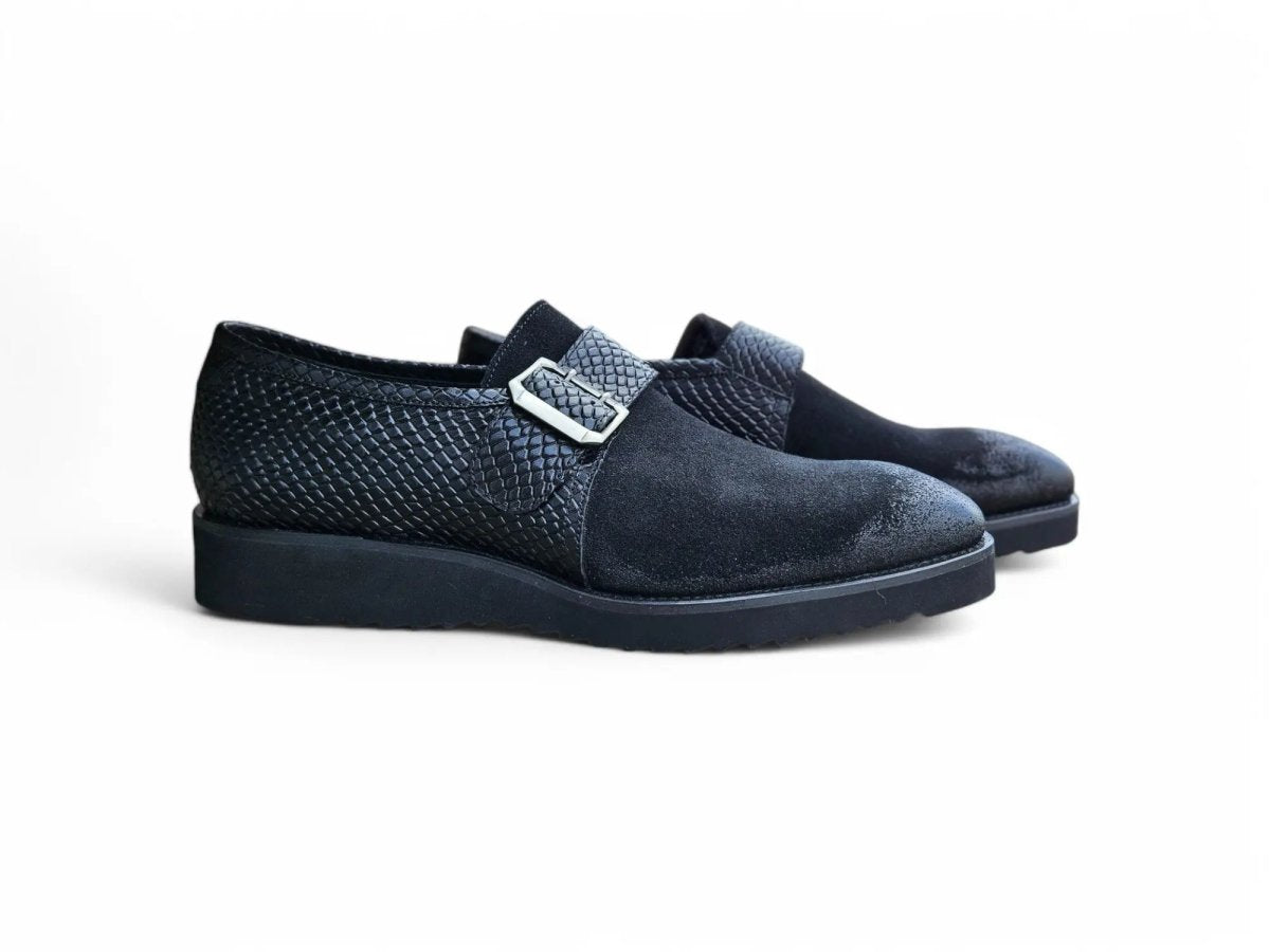 Carrucci Shoes Shoes Men's Suede Buckle Monkstrap Slip On
