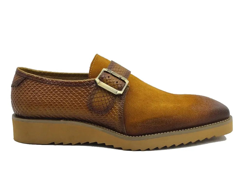 Carrucci Shoes Shoes Men's Suede Buckle Monkstrap Slip On