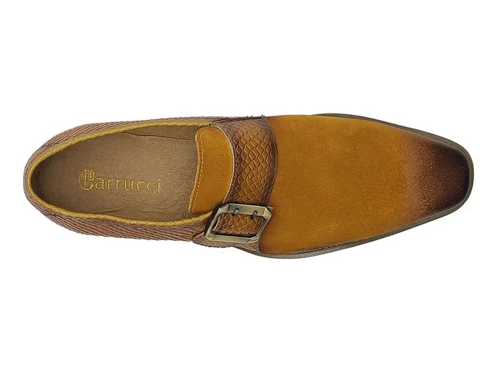 Carrucci Shoes Shoes Men's Suede Buckle Monkstrap Slip On