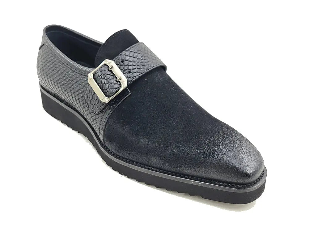 Carrucci Shoes Shoes Men's Suede Buckle Monkstrap Slip On