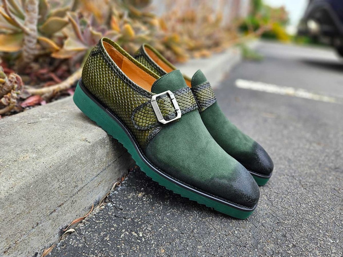 Carrucci Shoes Shoes Men's Suede Buckle Monkstrap Slip On