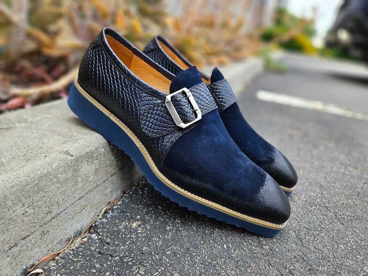 Carrucci Shoes Shoes Men's Suede Buckle Monkstrap Slip On