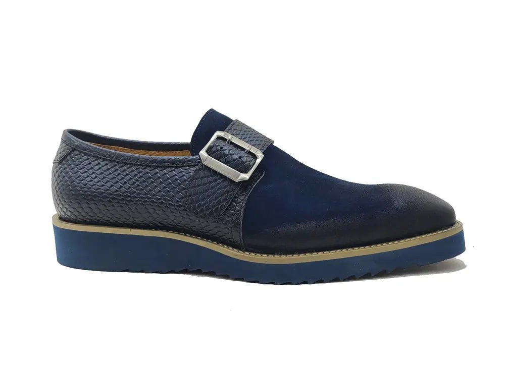 Carrucci Shoes Shoes Men's Suede Buckle Monkstrap Slip On