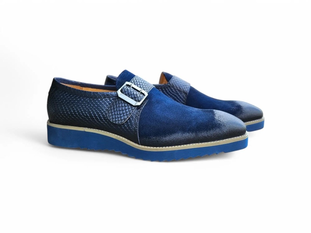 Carrucci Shoes Shoes Men's Suede Buckle Monkstrap Slip On