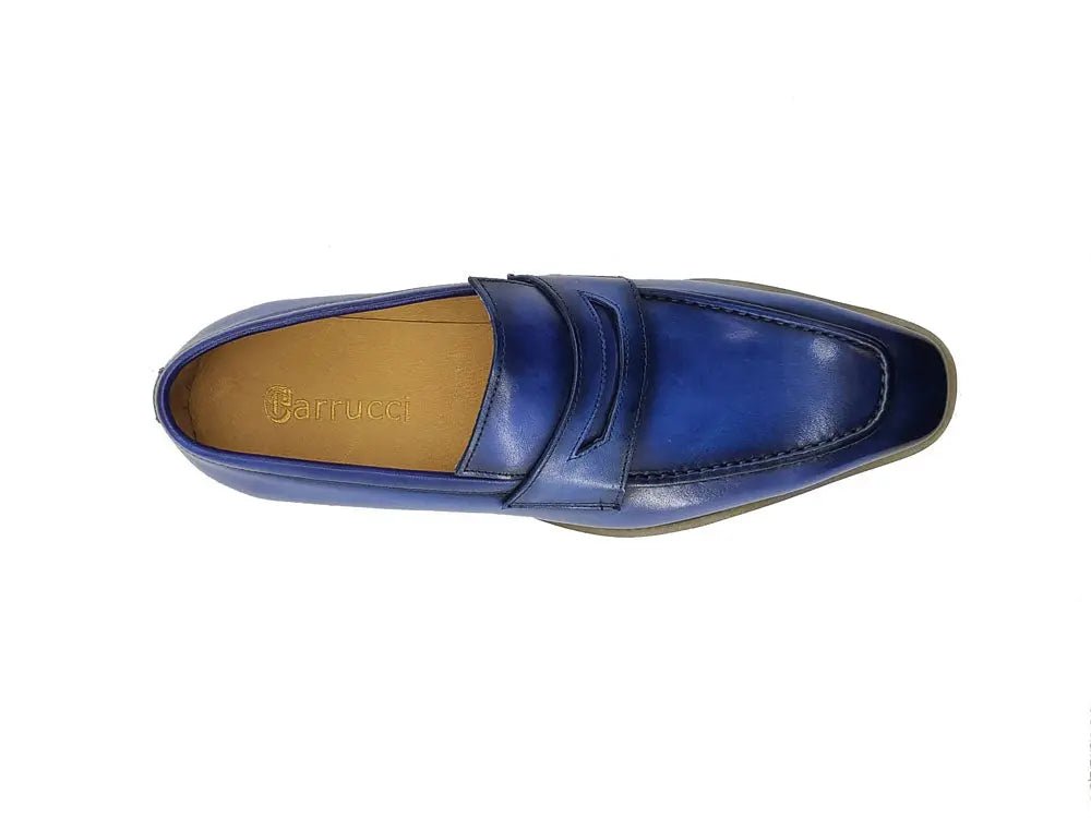 Carrucci Shoes Chic Patina Burnished Penny Loafer Leather KS51803