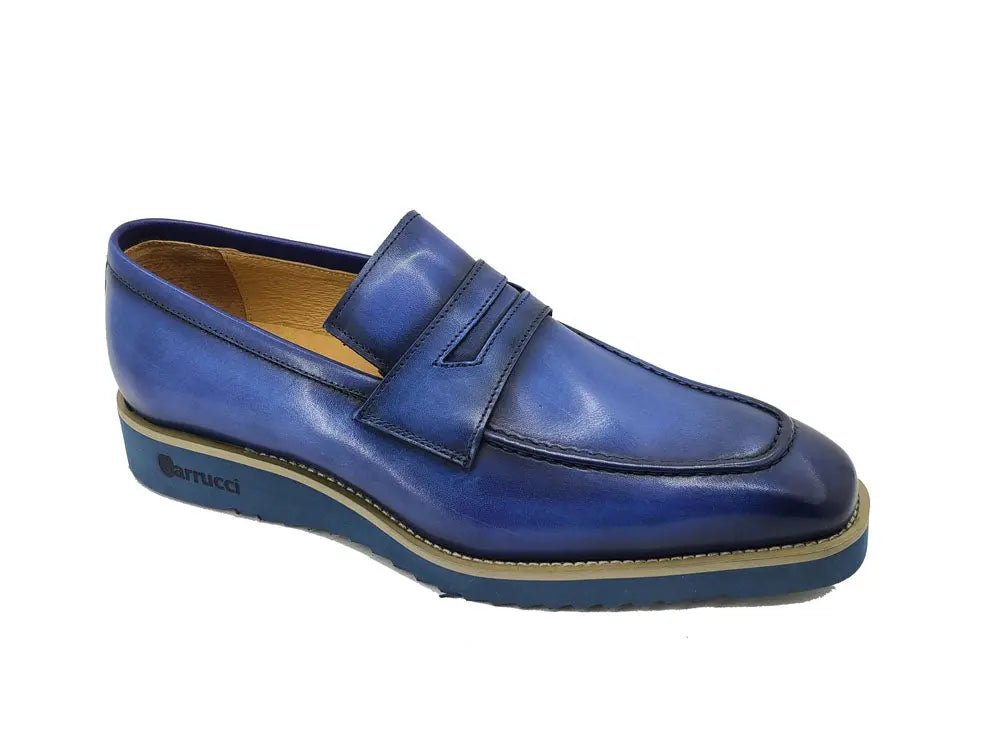 Carrucci Shoes Chic Patina Burnished Penny Loafer Leather KS51803