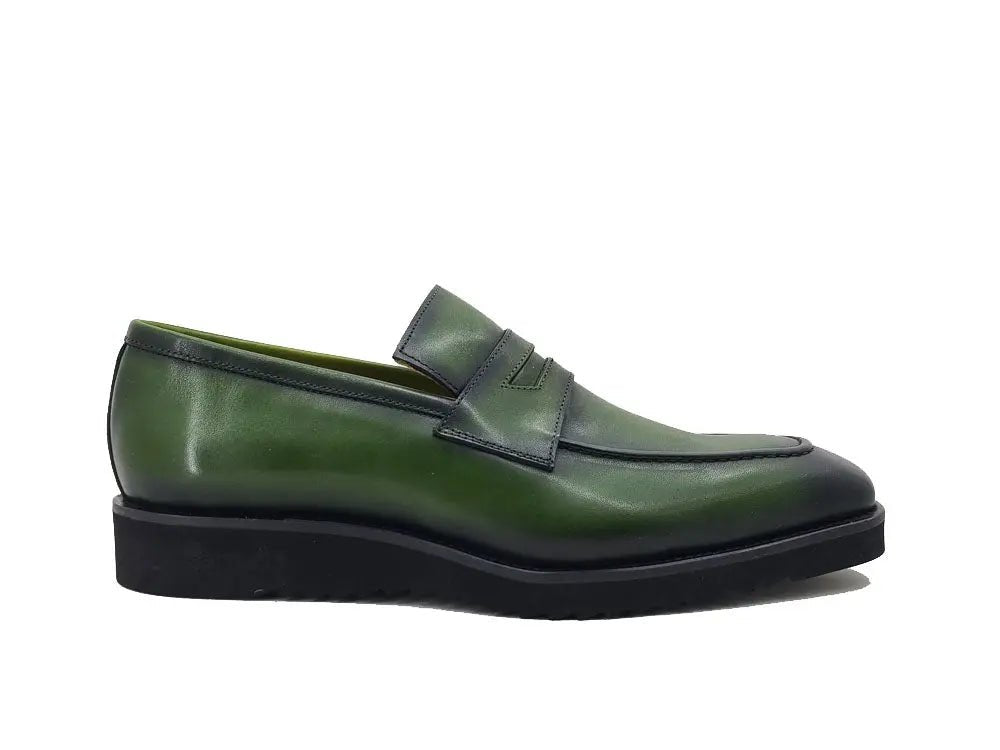 Carrucci Shoes Chic Patina Burnished Penny Loafer Leather KS51803