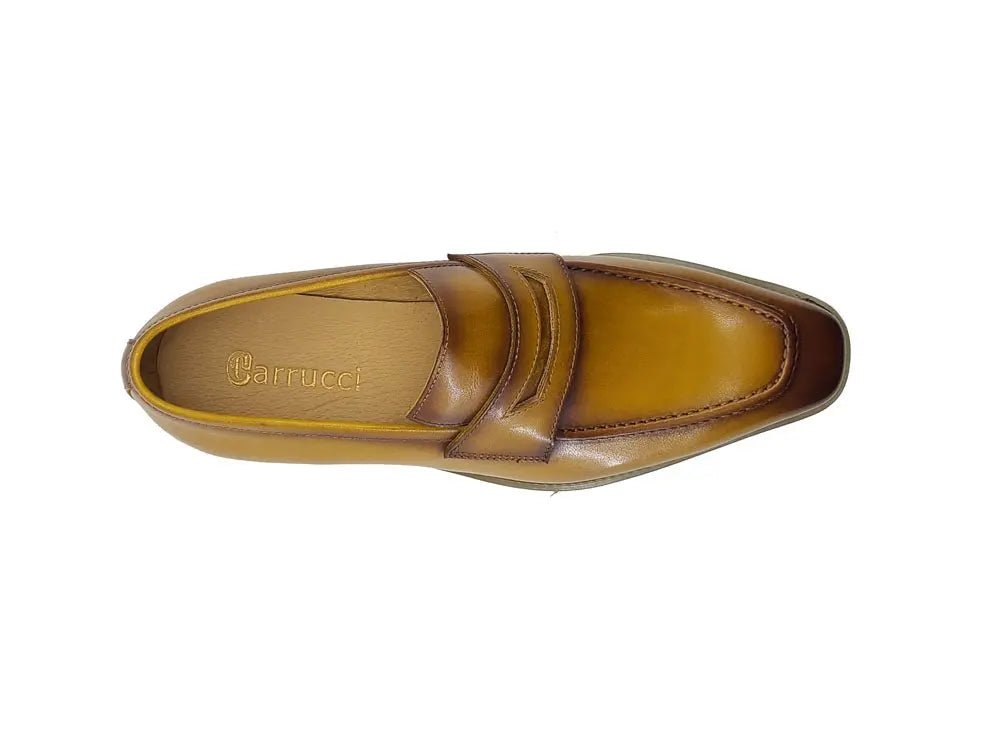 Carrucci Shoes Chic Patina Burnished Penny Loafer Leather KS51803