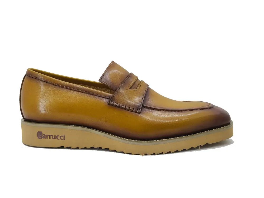 Carrucci Shoes Chic Patina Burnished Penny Loafer Leather KS51803