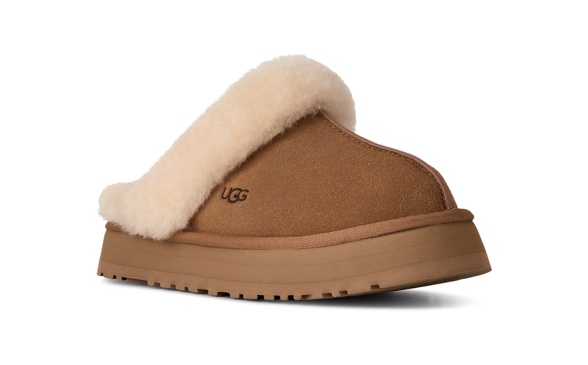 UGG Disquette Womens Platform Slippers — Chestnut Suede