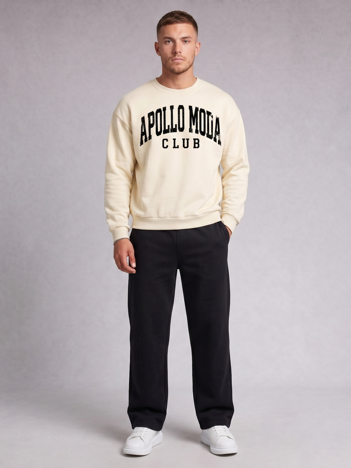 Apollo Moda Club Collegiate Oversized Crewneck Sweatshirt – product view 4