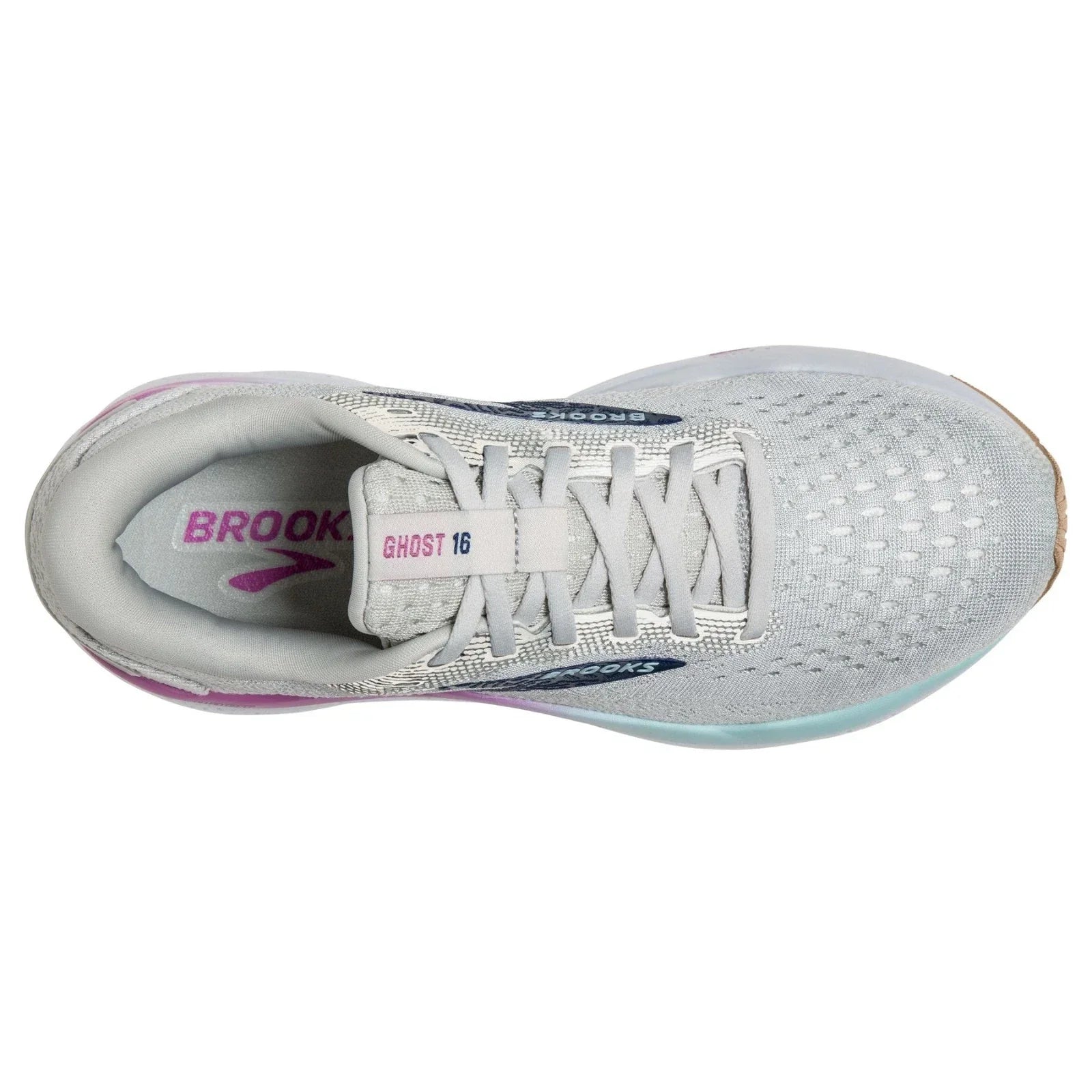 Brooks Ghost 16 Women's Sneakers — White/Gray/Blue Running