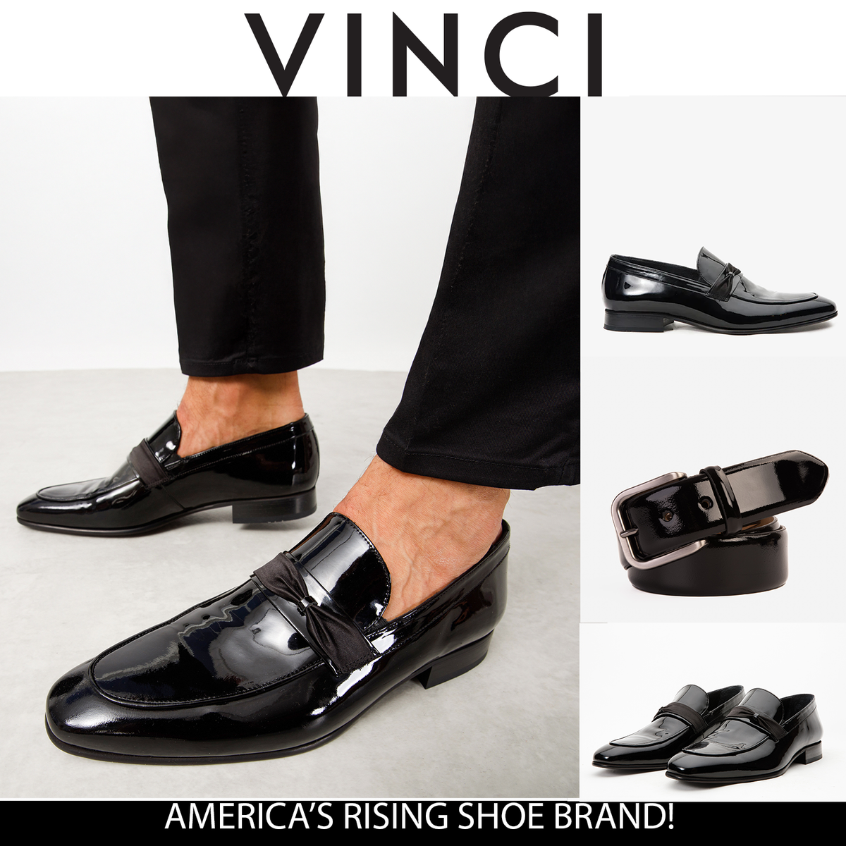 Vinci Leather The Dodoma Black Patent Leather Loafer Men Shoe – product view 2