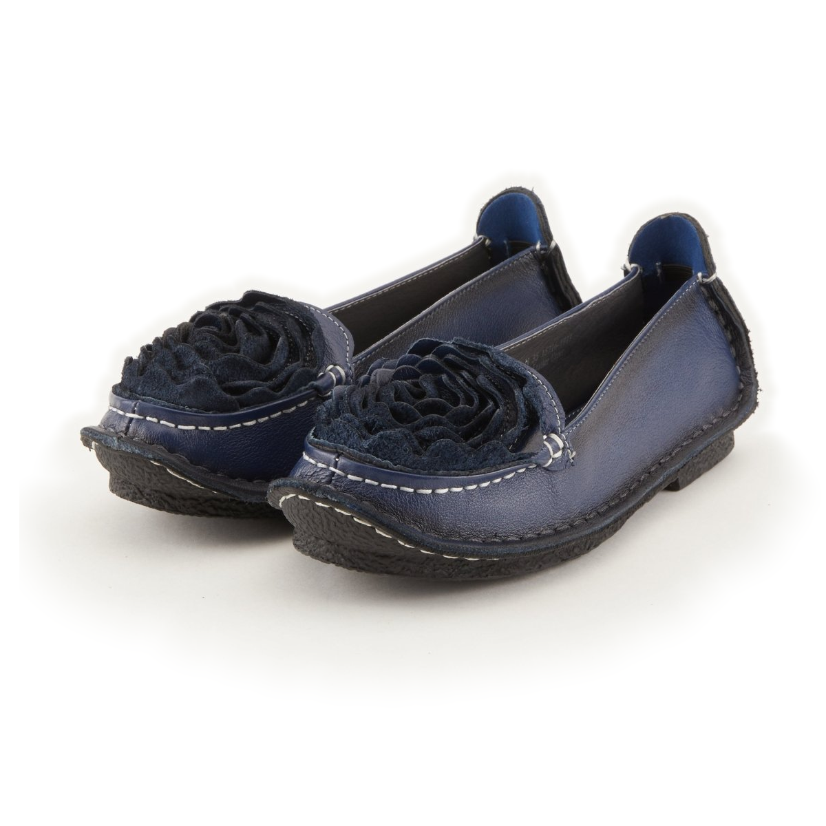 L'Artiste Dezi Navy flats, pair, front three-quarter view