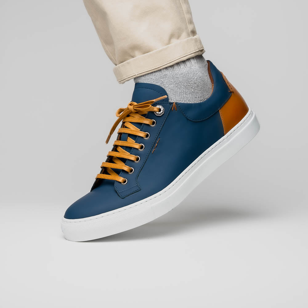 Zelli Italia Men's 65-229-NVY Diaz Rubberized Calfskin Sneaker Navy
