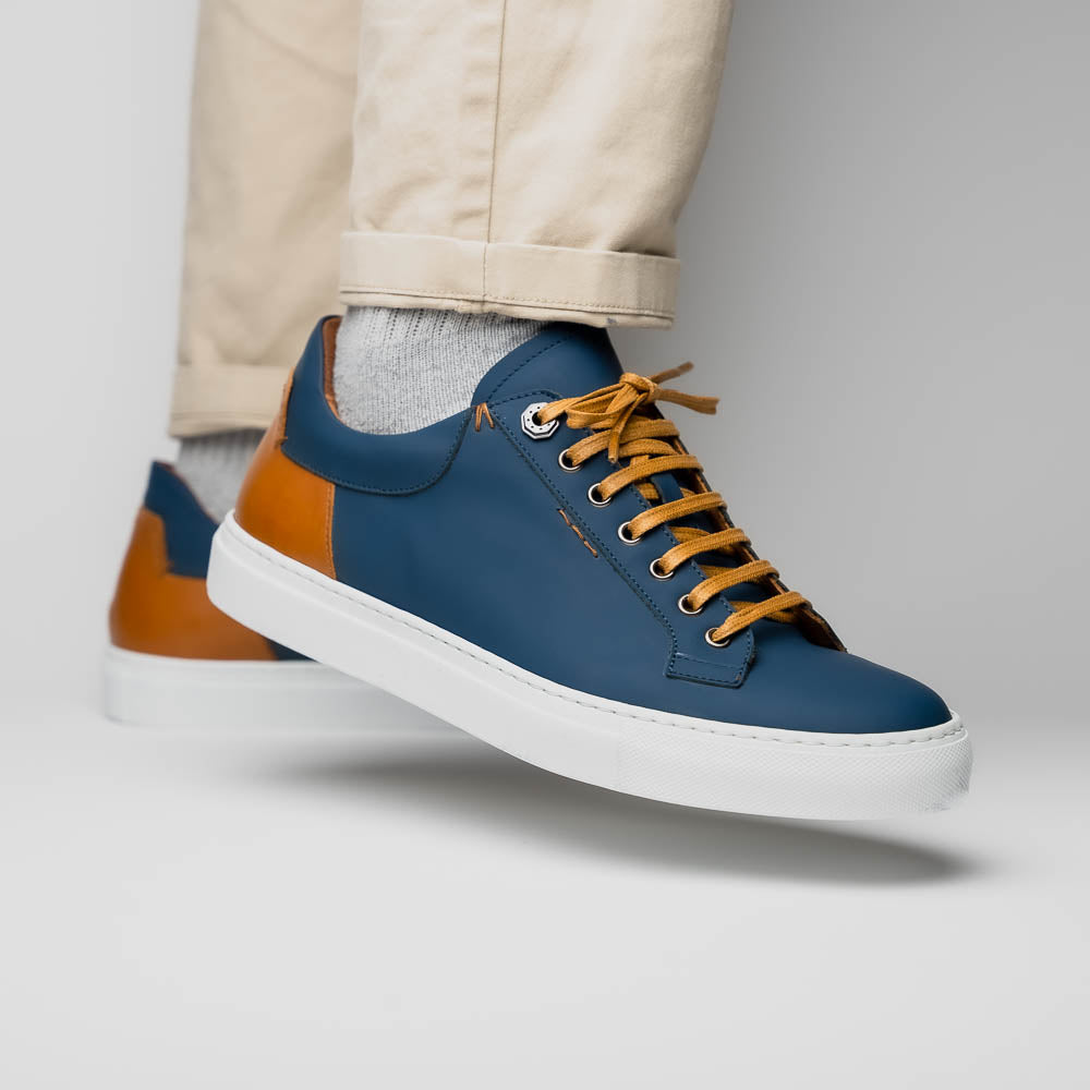 Zelli Italia Men's 65-229-NVY Diaz Rubberized Calfskin Sneaker Navy