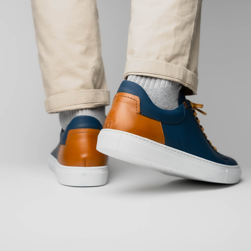Zelli Italia Men's 65-229-NVY Diaz Rubberized Calfskin Sneaker Navy